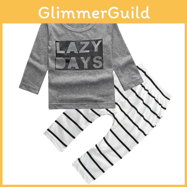 Stylish 2pcs Suit For Baby Kids Featuring Letter Printed Long Sleeve Shirt And Pants