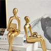 Goldene Heimdeko Denker Statuen Bücherregal Skulptur Dekorationen für Wohnzimmer Moderne Figuren Regal Tisch Schreibtisch Dekor