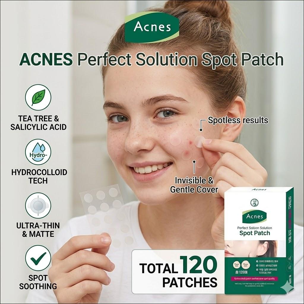

[Acnes] Perfect Solution Spot Patch 120ea - Invisible Hydrocolloid Acne Patches, Waterproof Blemish Treatment, 2 Sizes (10mm/12mm), K-Beauty 120pcs x 1box