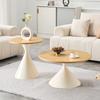 Set of 2 Table Legs of Iron in Cream White - 1 High and 1 Low Table Leg, Powder-Coated, with Non-Slip Floor Protectors - Frames Only, No Tabletops