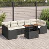 8-Piece Garden Sofa Set with Black Cushions Poly Rattan Acacia 3349424