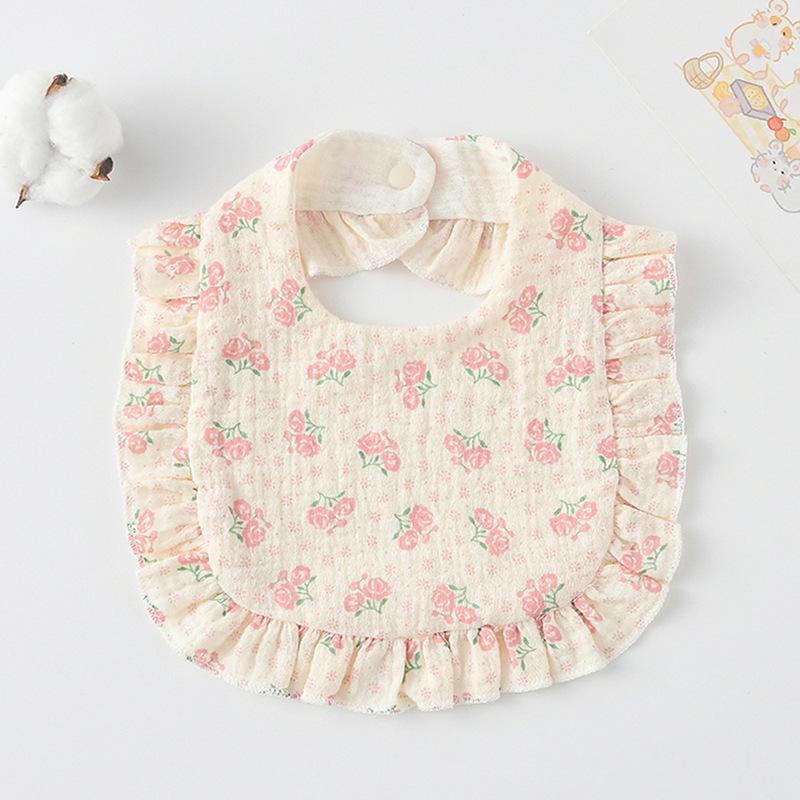 Ruffle Baby Drool Bibs: Pure Cotton Printed Lace Bibs