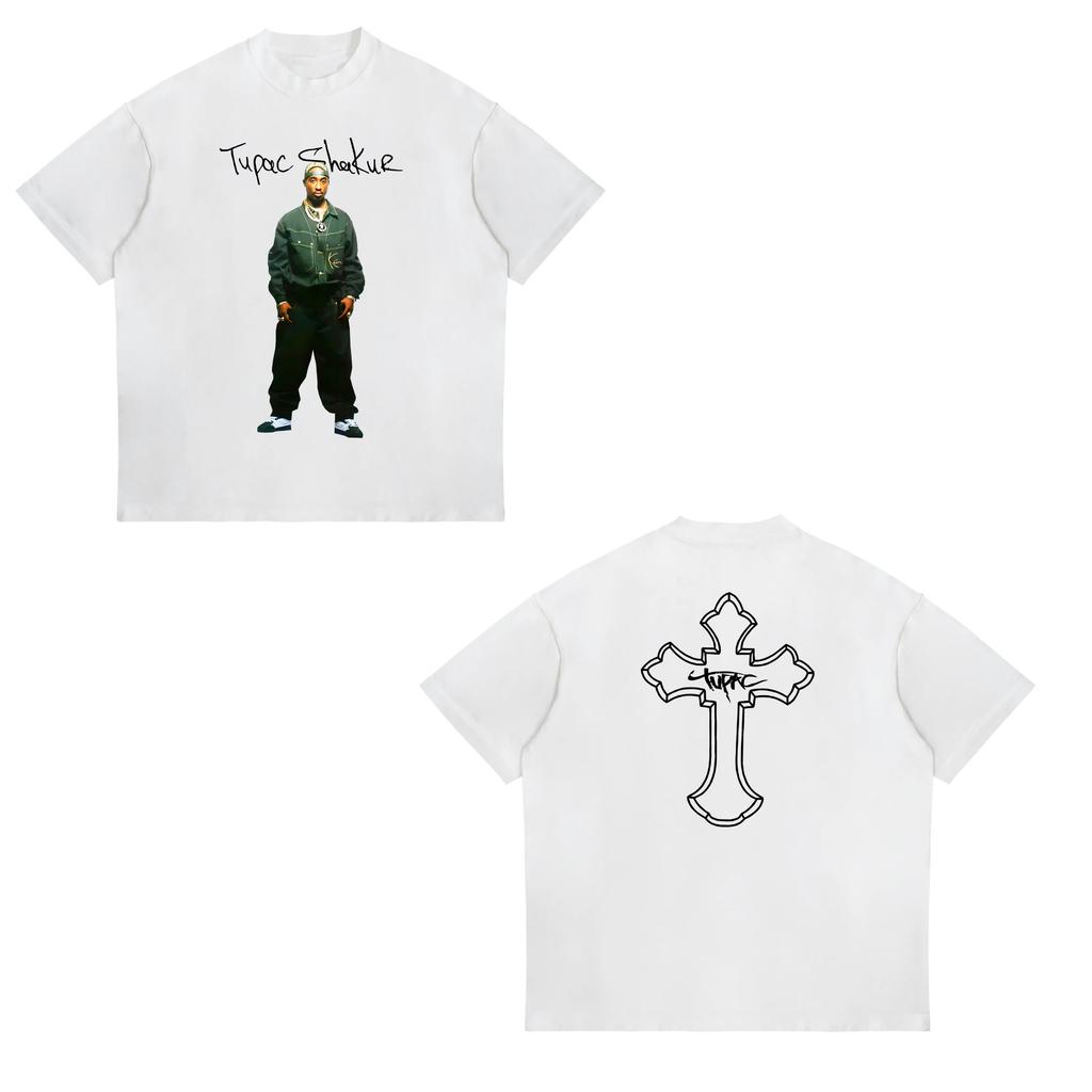Camiseta Oversized com Manga de Rap Singer Tupac 2pac Hiphop Streetwear Moda Verão 2025 Unissex e Feminina Infantil Algodão