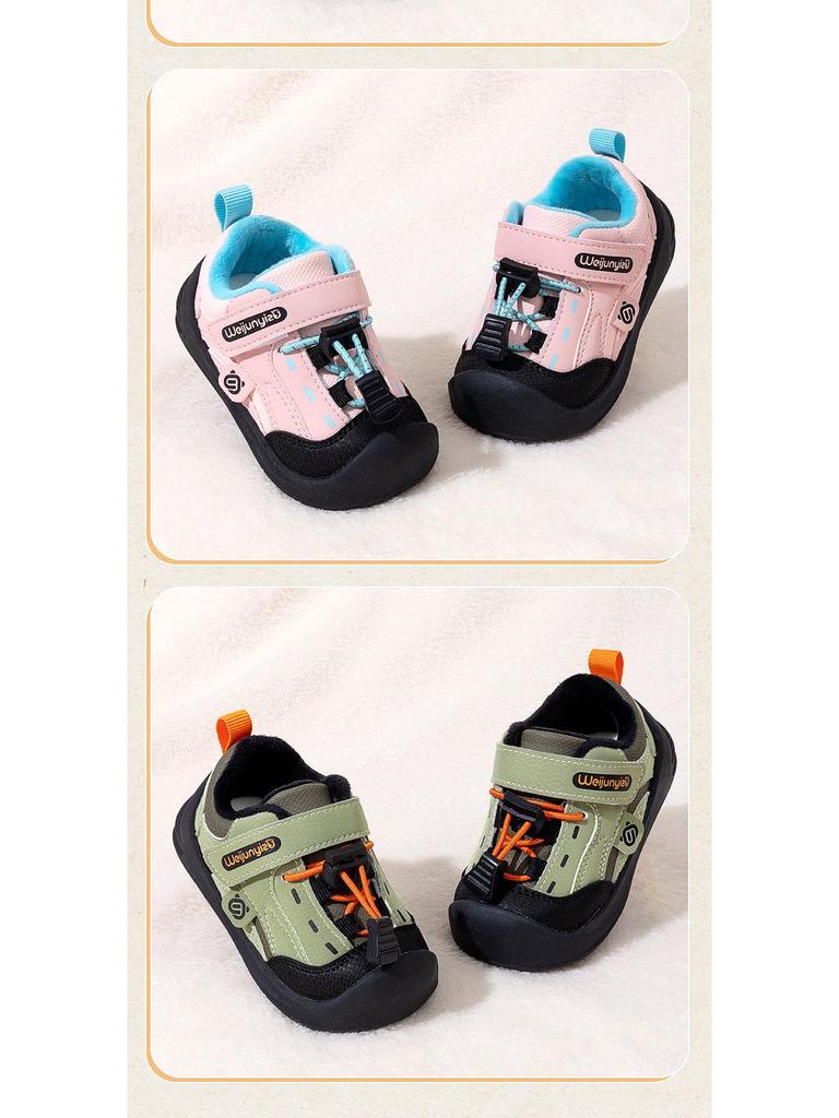 Wei Jun Yi Toddler Winter Cotton Shoes, Soft Sole, Plus Velvet, for 1-3 Year Olds, Girls' Functional Footwear.