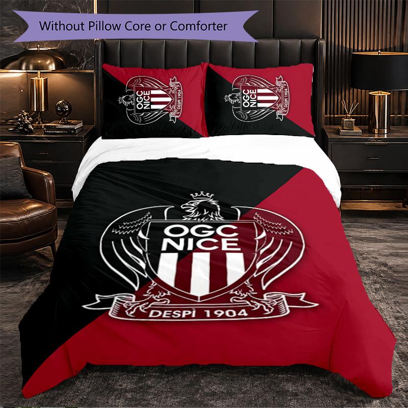 OGC Nice FC Themed Bedding 3Pcs Duvet Cover Set Decorative Bed Linen For Teen Room Home Decoration