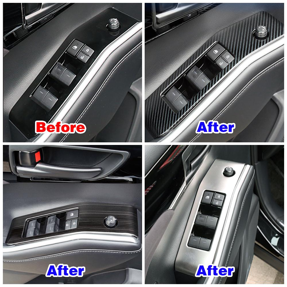 For Toyota Highlander XU70 2024 Car Window Lift Switch Button Cover Trim Door Armrest Panel Interior Accessories Stainless Steel