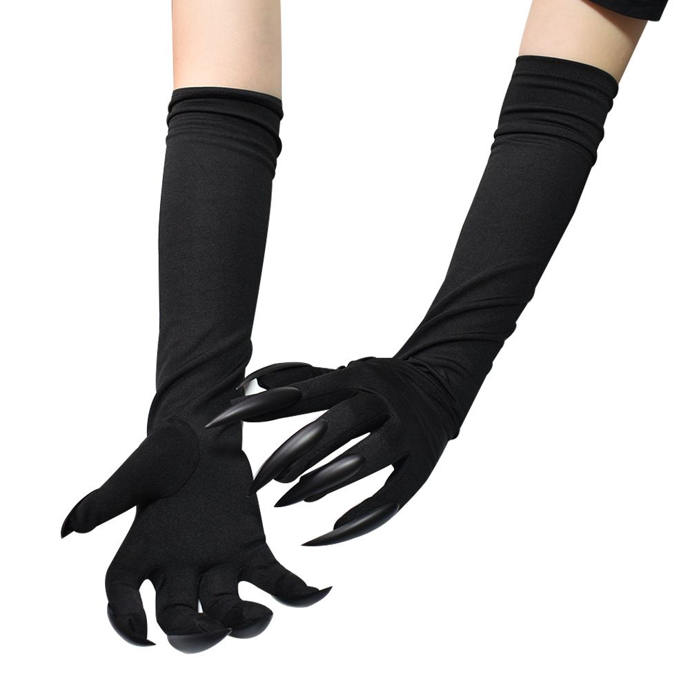 Black Silver Girls For Women Witch Cosplay Costume Fancy Props Halloween Cosplay Gloves Mittens