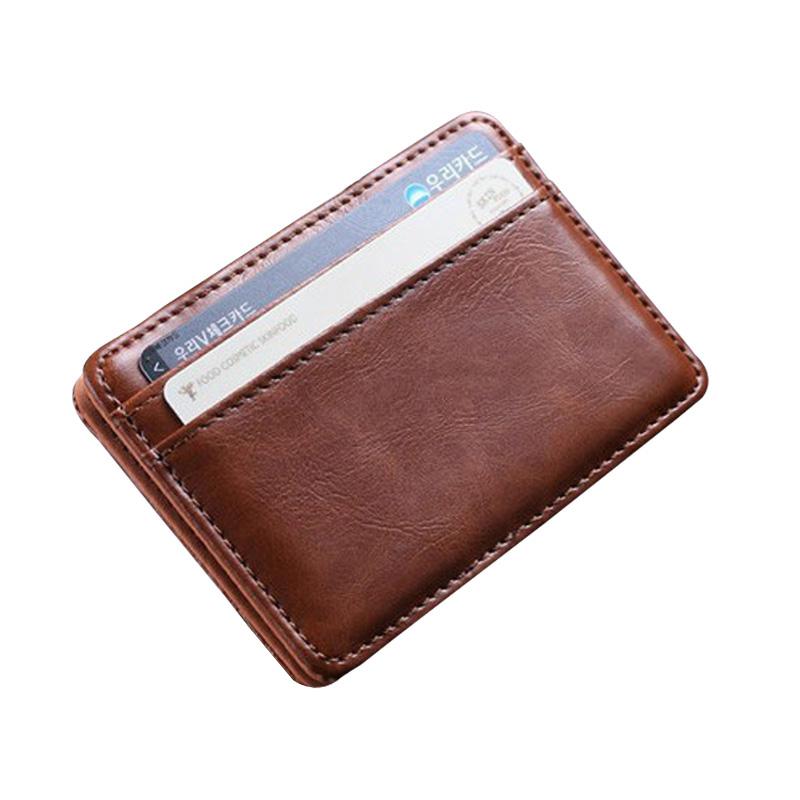 Quality Leather Magic Wallets Fashion Small Men Money Clips Card Purse Thin Cash Holder 3 Colors