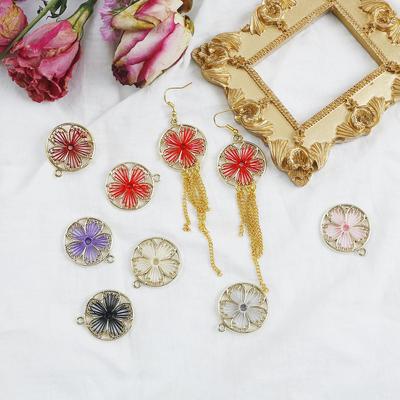 2Pcs Metal Enamel Colorful Flower Charms Pendant For DIY Jewelry Making Necklace Bracelet Accessories