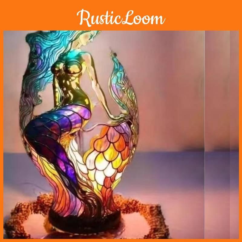 Vintage Resin Colored Mermaid Table Lamp For Daily Home Decorations Gifts And