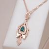 Rose Gold Color Pendant Necklace For Women Crystal Flower Green Natural Zircon Accessories Daily Vintage Jewelry