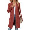 Women's Open Front Long Sleeve Long Knit Cardigan Loose Fit with Side Pockets Casual Fall Outerwear