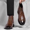 Autumn Winter Large Size Leather Chelsea Boots for Men Fashion Casual Soft Sole New Designer Brogue Shoes Man Ankle Boots