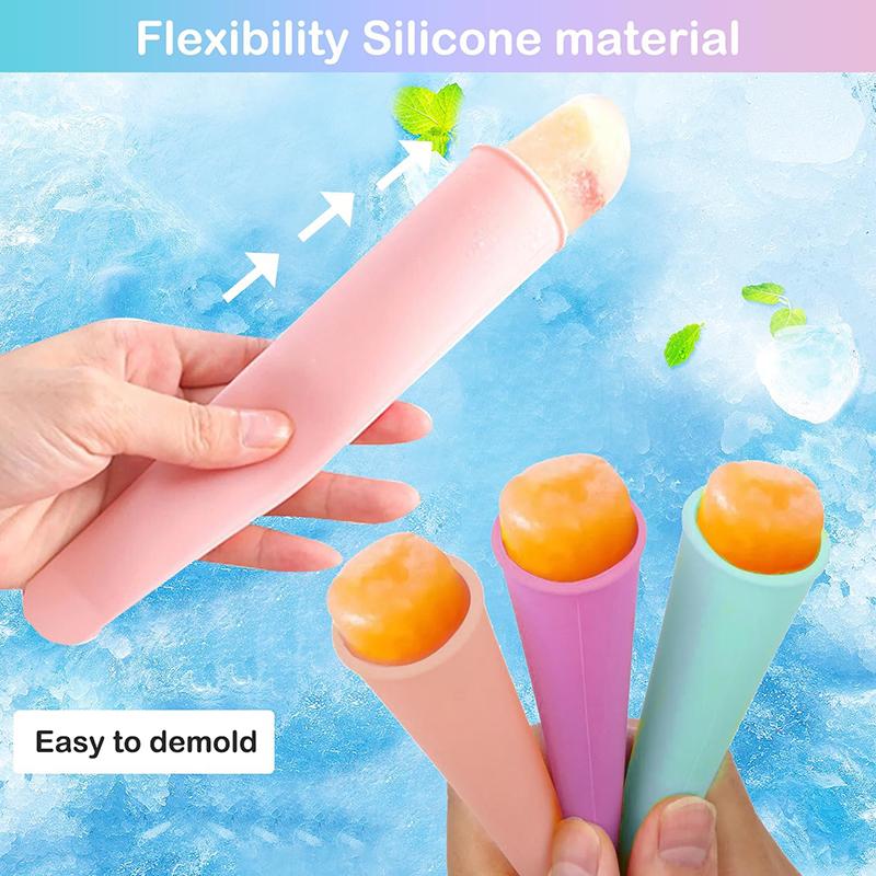 4Pcs Silicone Ice Cream Moulds Silicone Popsicle Mold Set with Lid Reusable 100ml Ice Lolly Pop Mould Popsicle Ice Lolly Maker