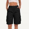 Damen High Waist Lockere Cargo-Shorts mit Taschen Weiter Bein Outdoor Wandershorts Lässige Leichte Unterteile für den Sommer