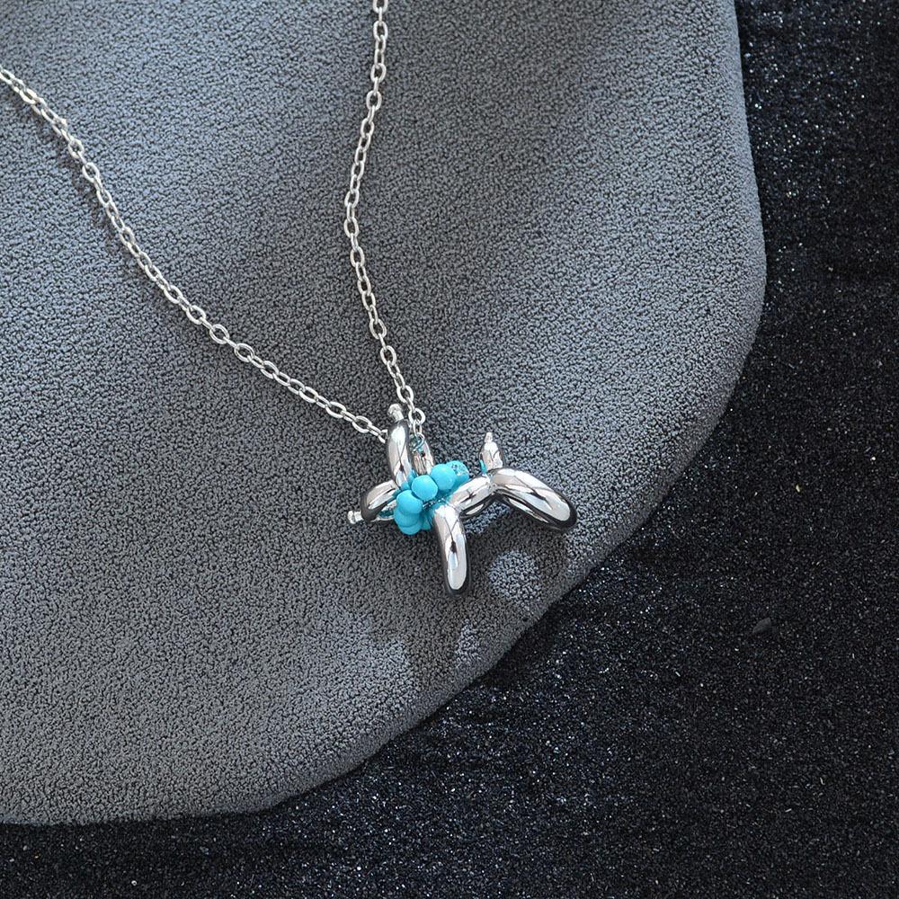 Turquoise Balloon Puppy Necklace Female Niche Light Luxury High Sense Dopamine Cute Collarbone Chain