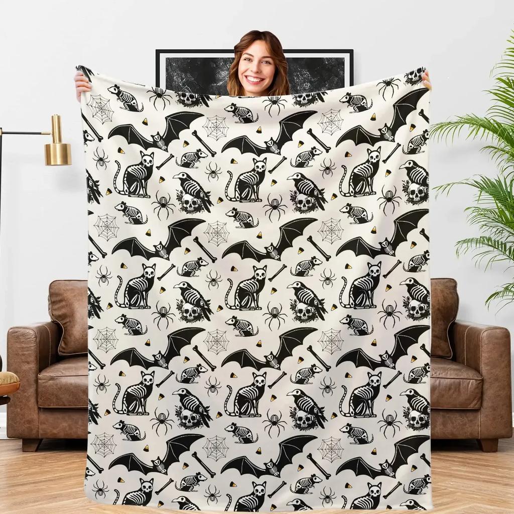 Coperte Plaid di Pipistrelli per Halloween Coperta Morbida in Flanella con Animali Adorabili per Tutte le Stagioni Coperte per Letto, Divano, Ufficio con Creature Notturne