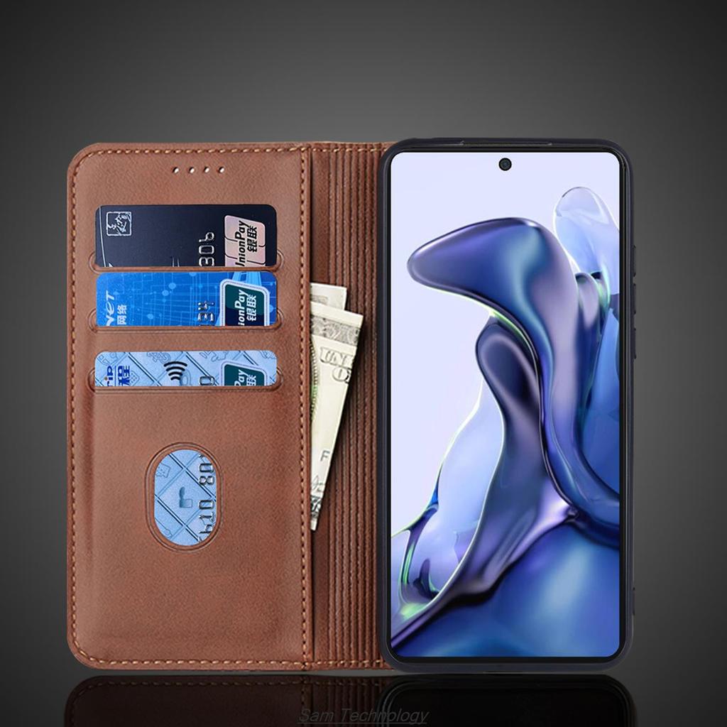 Magnetische Anziehungskraft Ledertasche für Xiaomi 11T / Xiaomi 11T Pro Holster Flip Cover Case Brieftasche Handytaschen Fundas Coque
