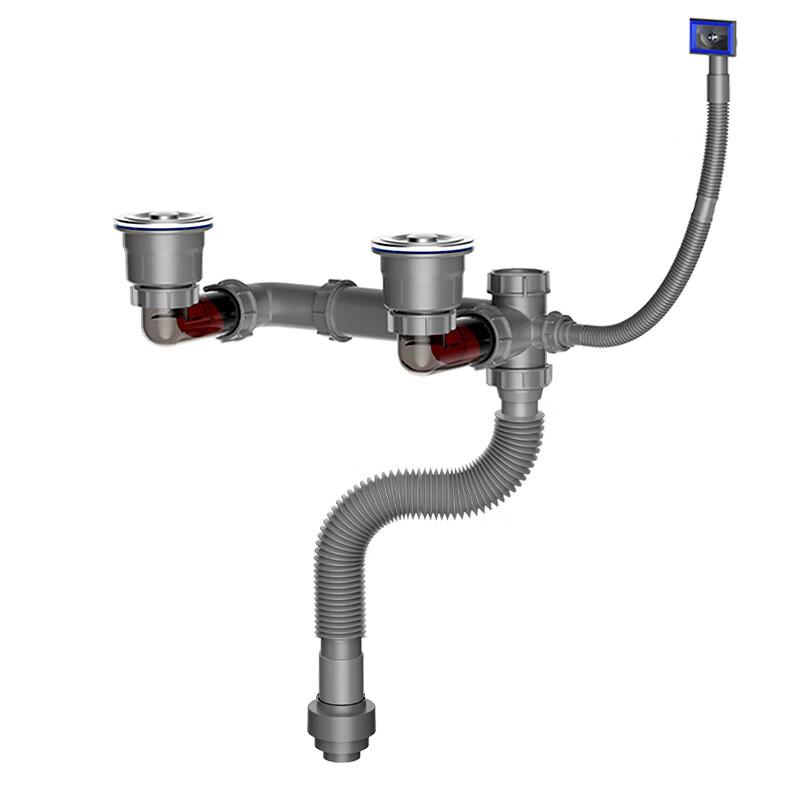 Kitchen Stainless Steel Double Sink Drain Pipe
