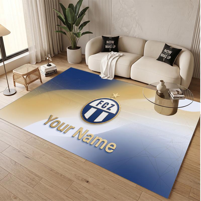 Personalized Crystal Velvet Carpet FC Zürich Pattern Non Slip Floor Rug