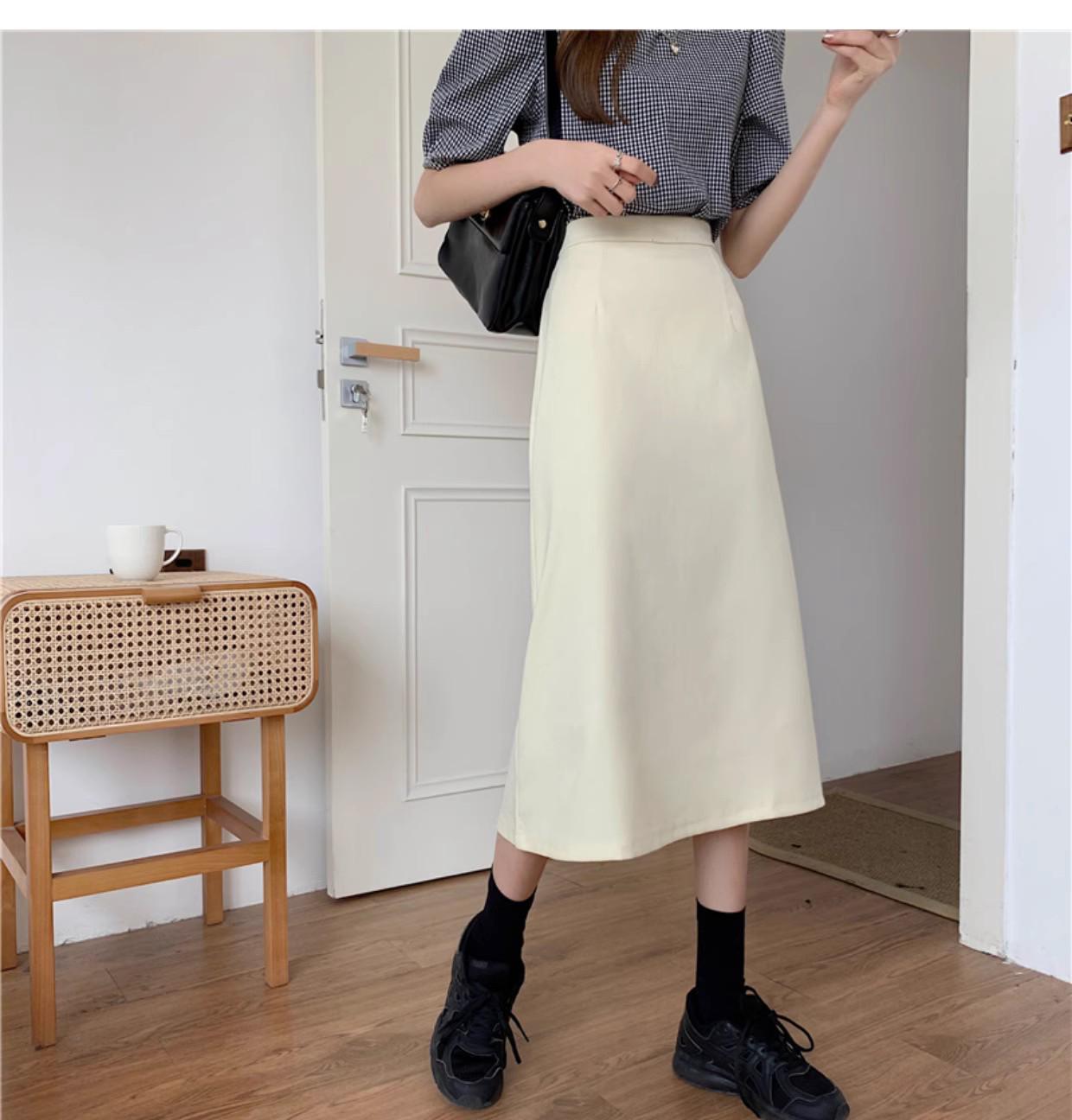 

Ретро Юбка-миди А-силуэта с высокой талией в обтяжку - Модная осенне-зимняя одежда 3XL абрикосовый