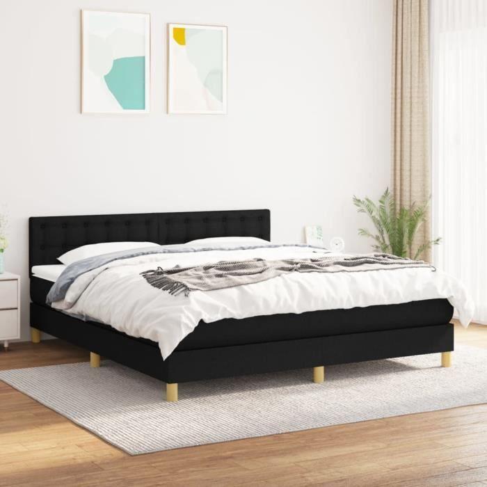 VidaXL Lit à sommier tapissier avec matelas Noir 160x200 cm Tissu - Modèle 3140947