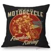 18" Vintage Motorcycle Club Poster Born To Ride Live To Ride Throw Pillow Case Us Funky Style Boy Husband Gift Cushion Cover