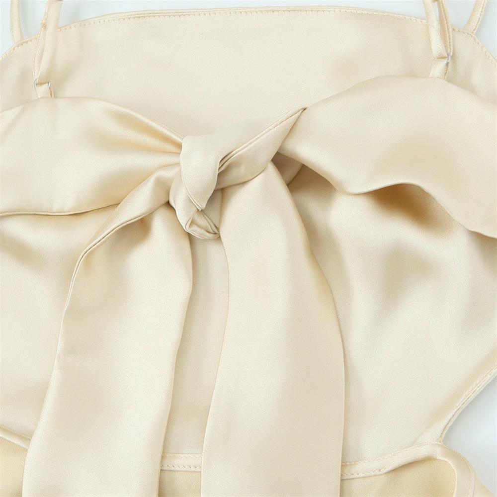 2025 Spring/Summer Women's Slim Silk Satin Scarf Patchwork Dress