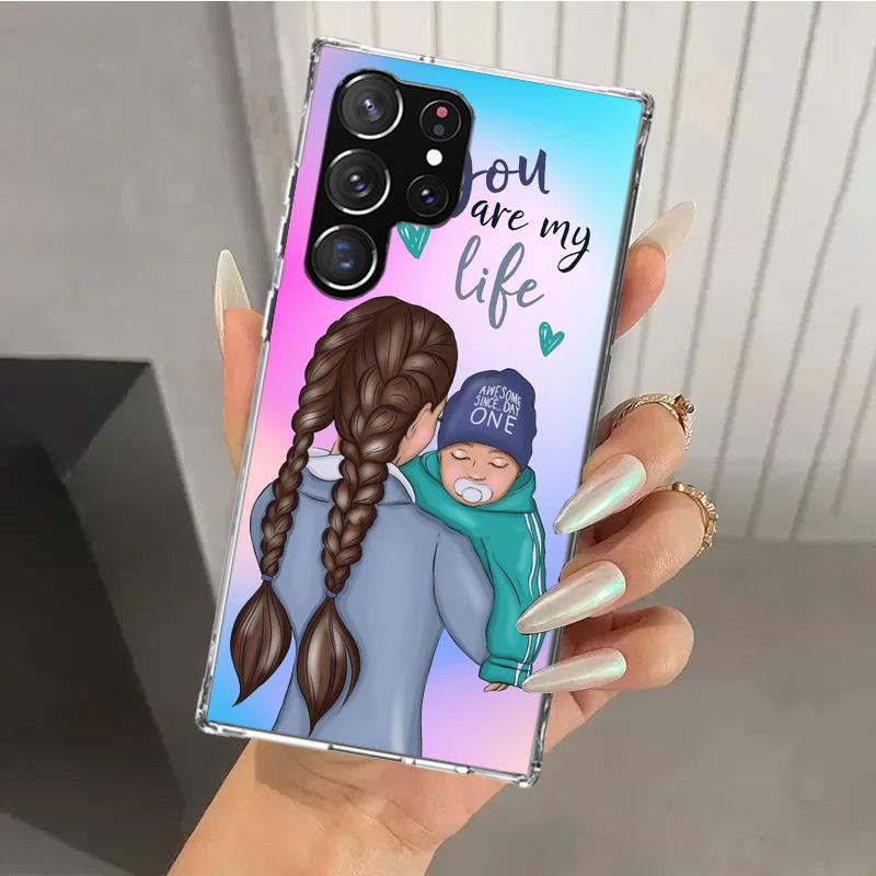 

Женская Модная Девушка Супер Мама Чехол для Телефона с Малышом для Samsung Galaxy S26 S24 S23 Ultra S25 Edge S22 S21 Plus S20 FE + Мягкий Печатный Чехол Samsung S20 Plus