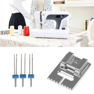 Double Needles Wrinkled Presser Foot DIY Sewing MachineFor Size 2//90 3//90 4//90