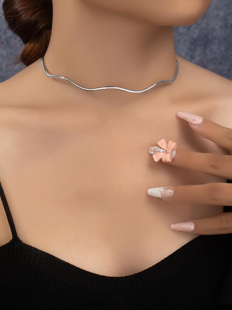 Gold Und Silber Minimalistischer Wellenkragen Für Männer Und Frauen Paare Mit Dem Gleichen Exquisiten Temperament Sommer Halskette Schmuck