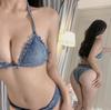 Sexy Lingerie Three-point Beach Bikini Seduction Short Hot Pants on Bed Hot No-take Jeans