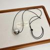 Black Color Geometric Ball Pendant Necklace Metal Round Ball Pendant  Jewelry Accessories