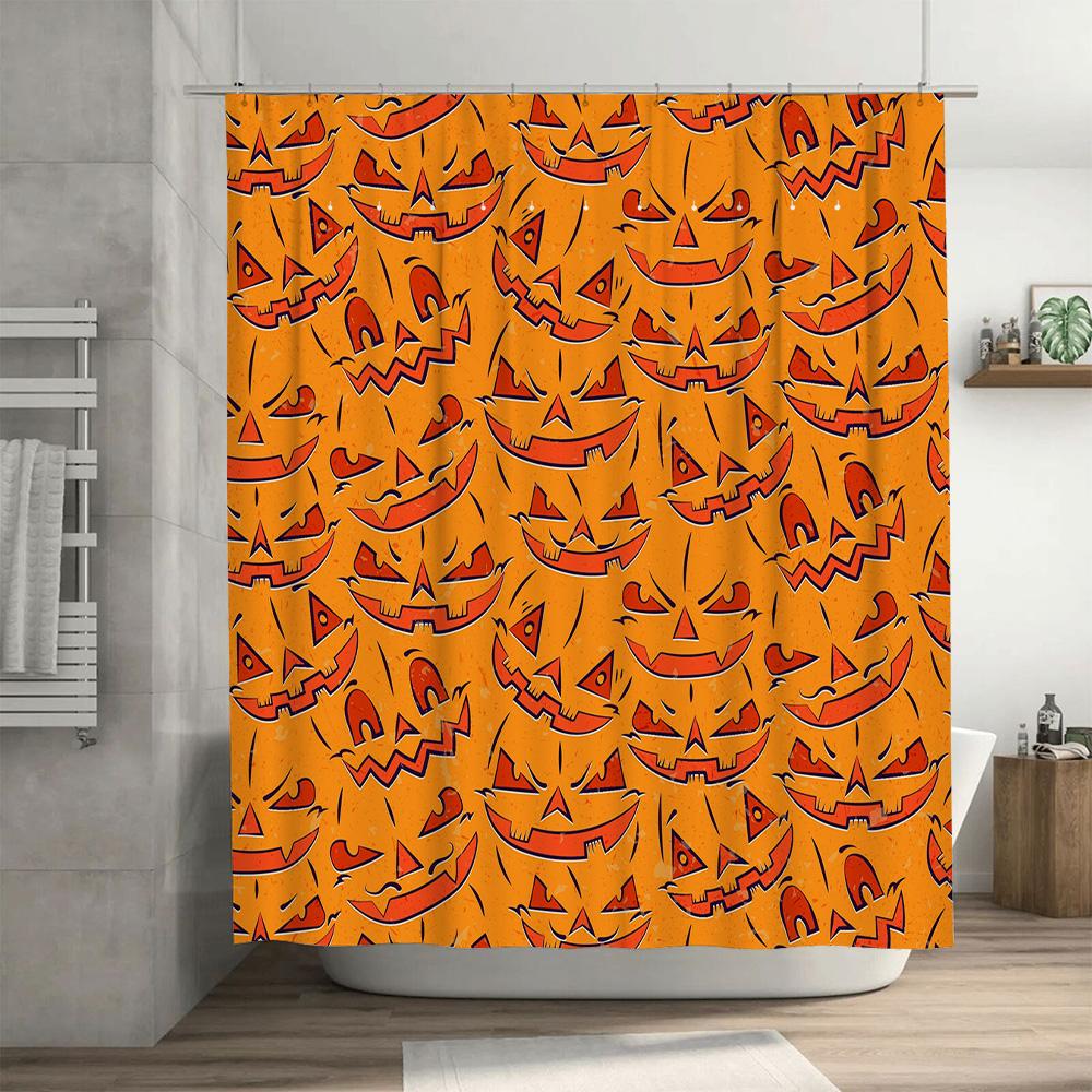 Spooky Halloween Shower Curtain Decorate Your Bath with These Terrifying Pumpkins