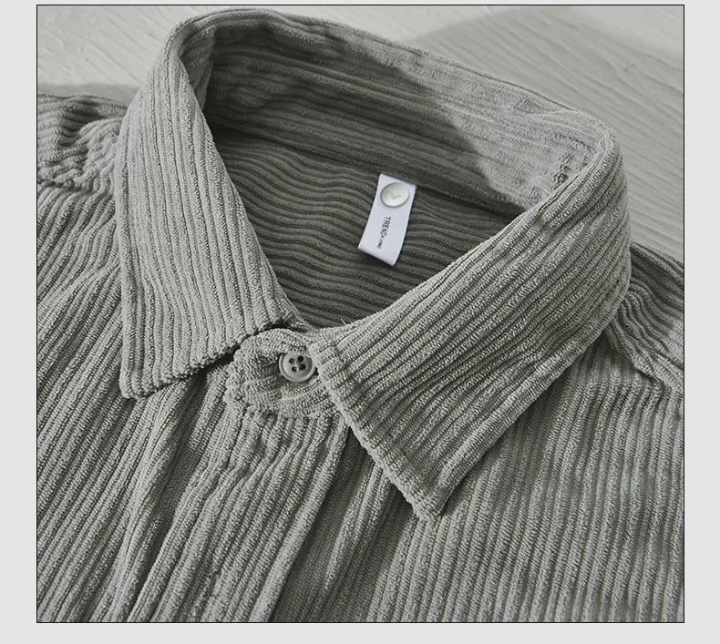 Podzimní manšestrová pánská ležérní retro košile s dlouhým rukávem pro rodiče a děti