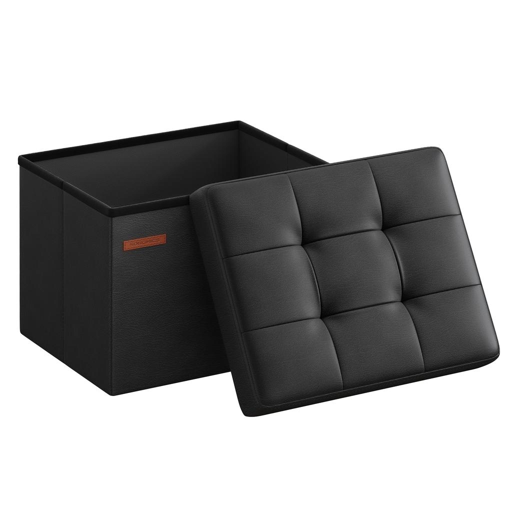 SONGMICS Mazie Collection Skládací Úložný Úložný Syntetický 40cm 130kg Hmotnost Vhodné pro Obývací a Jednoduše LSF100B01 - Otoman, Stolička, Lavice, Krabice,