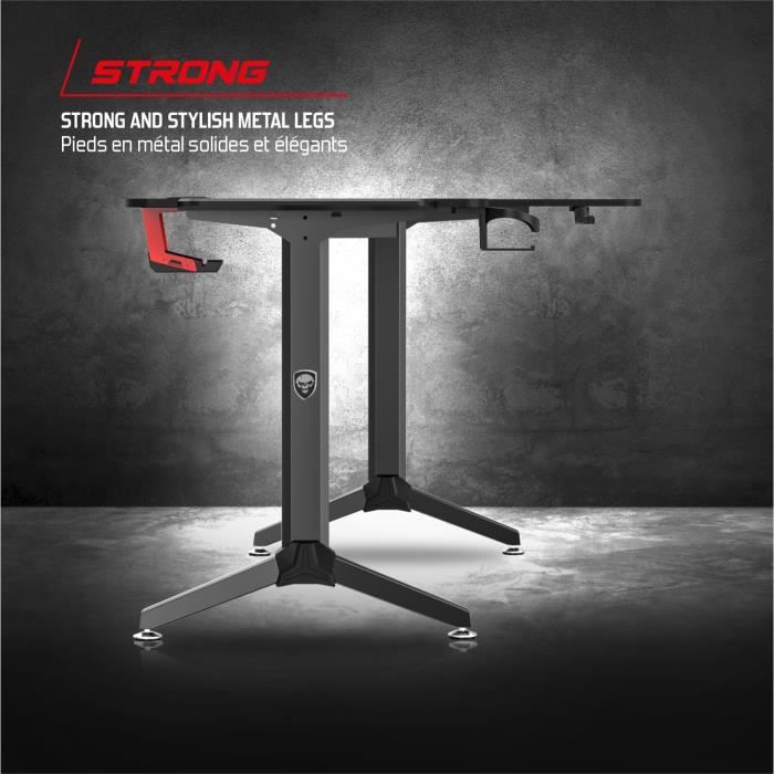 Bureau d'Angle Gaming - Spirit Of Gamer - 160 cm - Rétroéclairé - Support Casque - Porte Gobelet