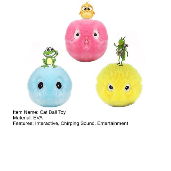Chirping Cat Ball Toy Interactive Catnip Ball Toy with Birds Frog Crickets Sound Touch Activated Kitten Exercise Toy for Indoor Cats