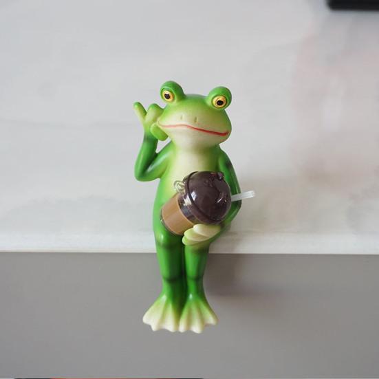 Cartoon Frosch Figur hält Vase Milchtee Frosch Statue Harz Tier