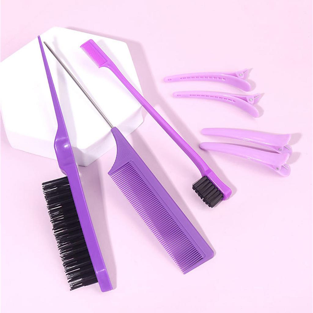 10pcs/1set Hairdressing Tools Pointed Tail Comb Dual Head Eyebrow Brush Triple Row Comb Coiler Hair Salon Styling Comb