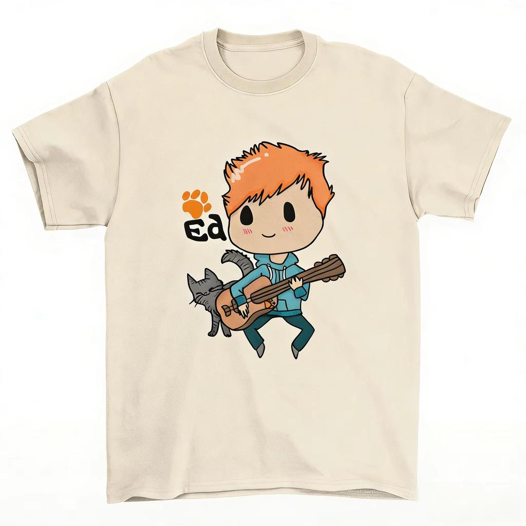 Ed Sheeran Süße Cartoon Grafik 100% Baumwolle Shirt unisex Y2k HipHop 2026 Sommer Neu Herren Rundhals Kurzarm T-Shirt Fan Geschenk