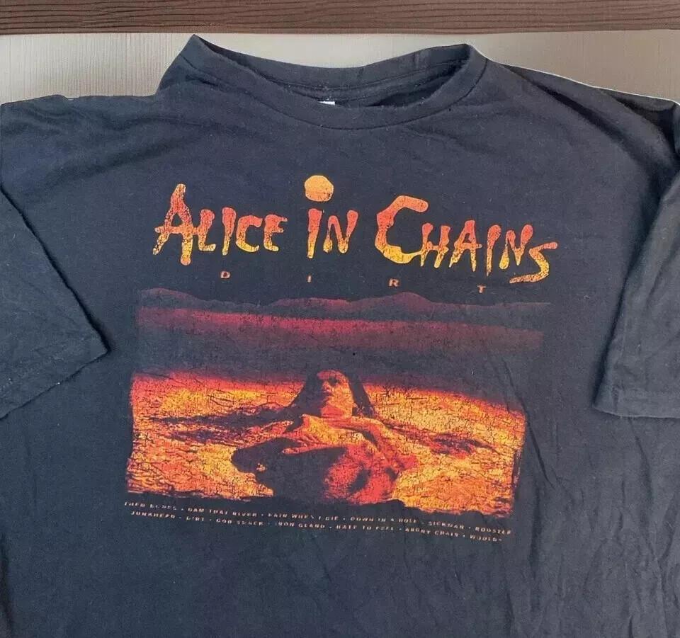 Vintage Alice In Chains Dirt Tour Band T-Shirt Black Color Shirt Gift All Size Unisex T-Shirt L
