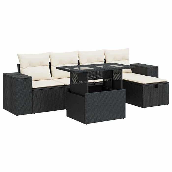 VidaXL Salon de jardin 6 pcs avec coussins noir résine tressée 3327926