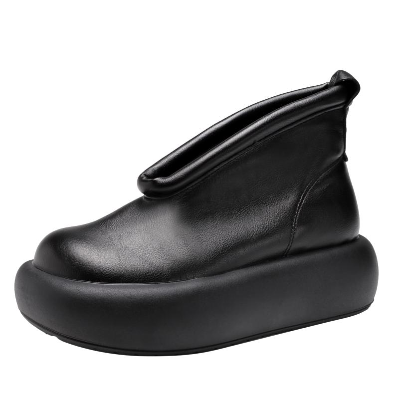 

2025 Осень Женские Модные Ботинки Круглый Носок Платформа Подошва Однодвижковые Короткие Ботинки Ретро Национальный Стиль Высокий Взрыв Ботильоны 40 чёрный