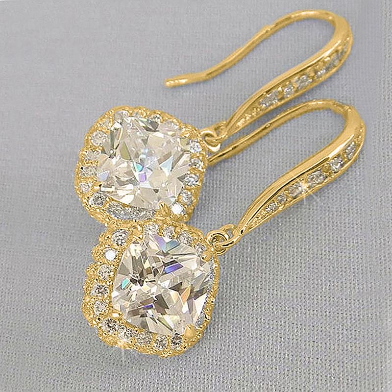 Huitan Versatile Classic Design Round Dangle Earrings For Women Dazzling Crystal CZ Engagement Wedding Statement Earring