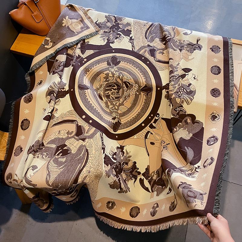 Winter Damen Schals Design Doppelseitiger Imitationskaschmir Großer quadratischer Schal Warmer Schal Stola Neu Bufanda Echarpe Decke