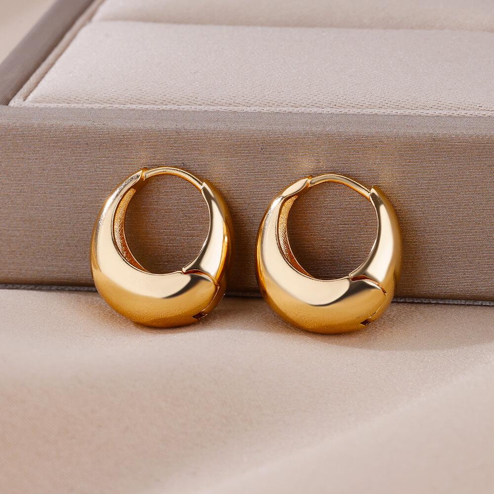 Vintage Stainless Steel Earrings for Women Minimalist Gold Color Earring Trendy Designer Zircon Accessories Free Gift Aretes