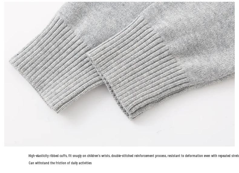 Spring & Autumn Kids' V-neck Knit Cardigan - Boys & Girls School Style Cotton Outerwear