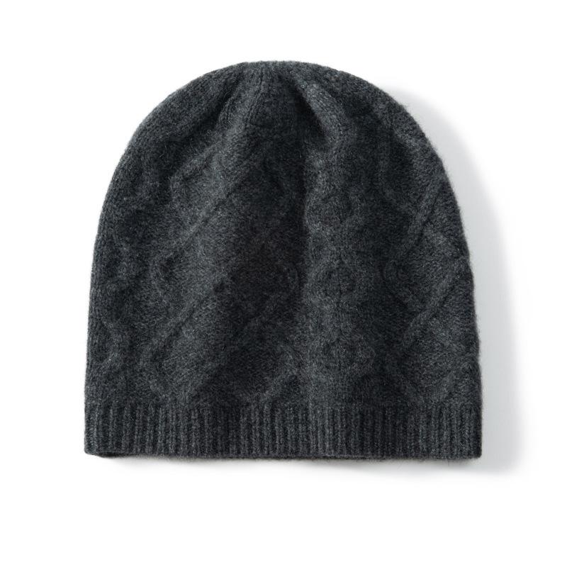 Unisex 100% Pure Cashmere Knit Hat, Korean Style, Warm, Cold-Proof, with Ear Protection for Autumn/Winter.
