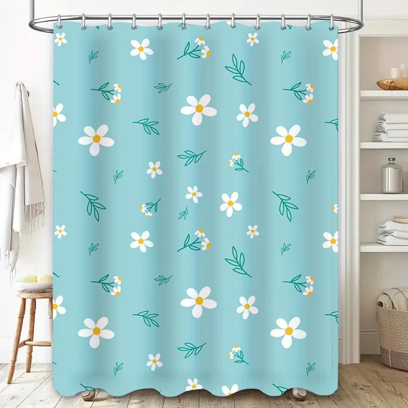 Delightful Daisy Shower Curtain Blue Floral Design for Bathroom Decor Modern Home Decor Item Perfect Gift For Her